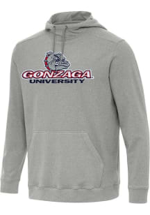 Antigua Gonzaga Bulldogs Mens Grey Full Front Cloud Long Sleeve Hoodie