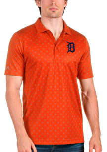 Antigua Detroit Tigers Mens Orange Spark Short Sleeve Polo