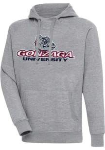 Antigua Gonzaga Bulldogs Mens Grey Full Front Victory Long Sleeve Hoodie