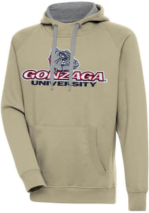 Antigua Gonzaga Bulldogs Mens Khaki Full Front Victory Long Sleeve Hoodie