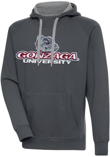 Antigua Gonzaga Bulldogs Mens Charcoal Full Front Victory Long Sleeve Hoodie