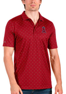 Antigua Los Angeles Angels Mens Red Spark Short Sleeve Polo