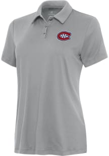 Antigua Montreal Canadiens Womens Grey Reprocess Recycled Short Sleeve Polo Shirt