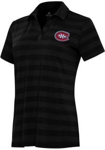 Antigua Montreal Canadiens Womens Black Tunnel Short Sleeve Polo Shirt