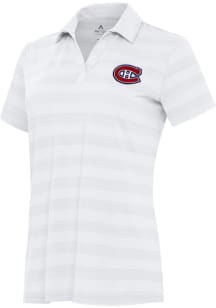 Antigua Montreal Canadiens Womens White Tunnel Short Sleeve Polo Shirt