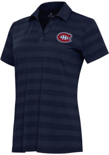 Antigua Montreal Canadiens Womens Navy Blue Tunnel Short Sleeve Polo Shirt