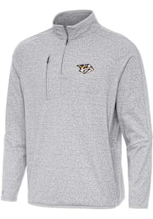 Antigua Nashville Predators Mens Grey Certain Long Sleeve Qtr Zip Pullover
