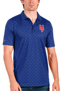 Antigua New York Mets Mens Blue Spark Short Sleeve Polo