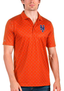 Antigua New York Mets Mens Orange Spark Short Sleeve Polo