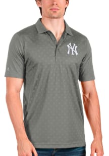 Antigua New York Yankees Mens Grey Spark Short Sleeve Polo