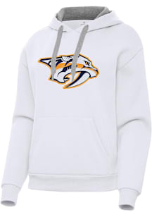 Antigua Nashville Predators Womens White Full Front Victory Hooded Sweatshirt