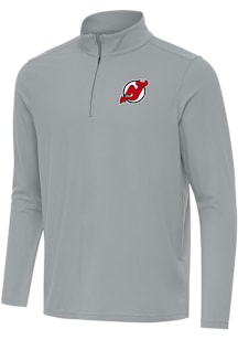 Antigua New Jersey Devils Mens Grey Intent Long Sleeve Qtr Zip Pullover