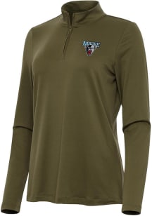 Antigua Maine Black Bears Womens Olive Reprocess Recycled Qtr Zip