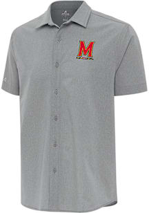 Antigua Maryland Terrapins Mens Grey Activate Short Sleeve Dress Shirt