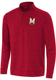 Antigua Maryland Terrapins Mens Red Bright Long Sleeve Qtr Zip Pullover