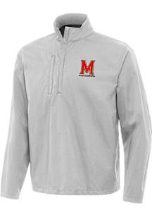 Antigua Maryland Terrapins Mens Grey Brisk Long Sleeve Qtr Zip Pullover