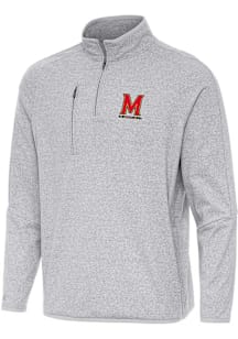 Antigua Maryland Terrapins Mens Grey Certain Long Sleeve Qtr Zip Pullover
