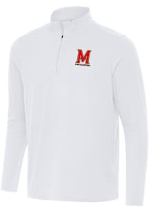 Antigua Maryland Terrapins Mens White Intent Long Sleeve Qtr Zip Pullover