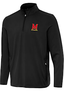 Antigua Maryland Terrapins Mens Black Perilous Long Sleeve Qtr Zip Pullover