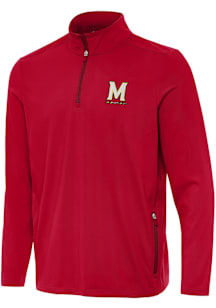 Antigua Maryland Terrapins Mens Red Perilous Long Sleeve Qtr Zip Pullover