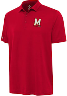 Antigua Maryland Terrapins Mens Red Reprocess Recycled Short Sleeve Polo