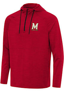 Antigua Maryland Terrapins Mens Red Spikes Long Sleeve Qtr Zip Pullover
