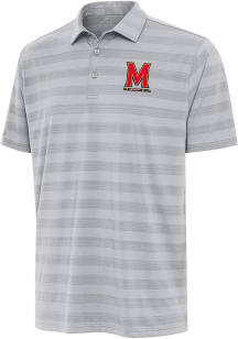 Mens Maryland Terrapins Grey Antigua Tunnel Short Sleeve Polo Shirt