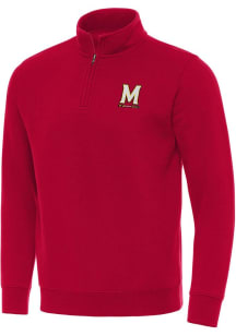 Mens Maryland Terrapins Red Antigua Victory Qtr Zip Pullover