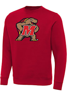 Antigua Maryland Terrapins Mens Red Full Front Victory Long Sleeve Crew Sweatshirt