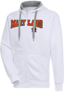 Mens Maryland Terrapins White Antigua Split Victory Long Sleeve Full Zip Jacket