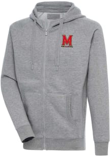 Mens Maryland Terrapins Grey Antigua Victory Long Sleeve Full Zip Jacket