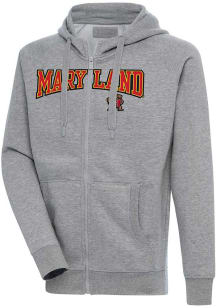 Mens Maryland Terrapins Grey Antigua Split Victory Long Sleeve Full Zip Jacket