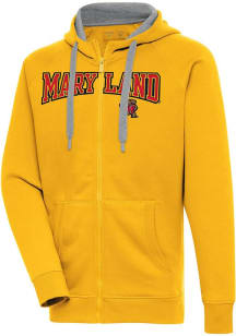 Mens Maryland Terrapins Gold Antigua Split Victory Long Sleeve Full Zip Jacket