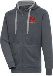 Mens Maryland Terrapins Charcoal Antigua Victory Long Sleeve Full Zip Jacket