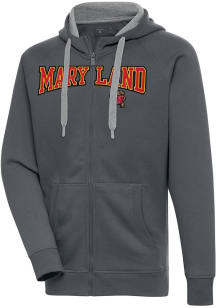 Mens Maryland Terrapins Charcoal Antigua Split Victory Long Sleeve Full Zip Jacket