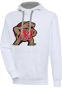 Antigua Maryland Terrapins Mens White Full Front Victory Long Sleeve Hoodie