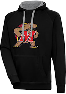 Antigua Maryland Terrapins Mens Black Full Front Victory Long Sleeve Hoodie