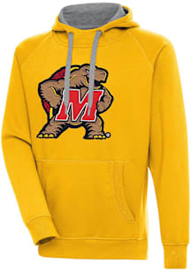 Antigua Maryland Terrapins Mens Gold Full Front Victory Long Sleeve Hoodie