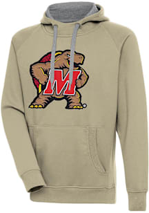 Antigua Maryland Terrapins Mens Khaki Full Front Victory Long Sleeve Hoodie