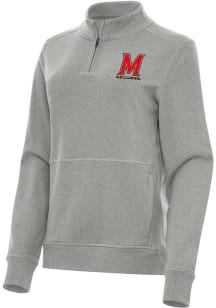 Womens Maryland Terrapins Grey Antigua Crush Qtr Zip