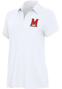 Womens Maryland Terrapins White Antigua Era Short Sleeve Polo Shirt