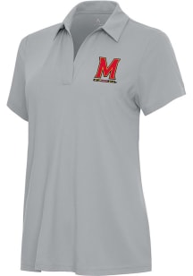 Womens Maryland Terrapins Grey Antigua Era Short Sleeve Polo Shirt