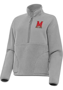 Womens Maryland Terrapins Grey Antigua Figure Qtr Zip