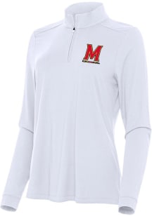 Womens Maryland Terrapins White Antigua Intent Qtr Zip