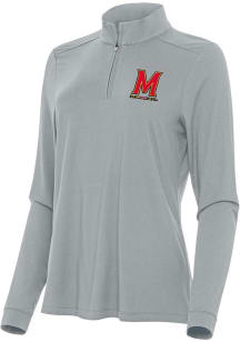 Womens Maryland Terrapins Grey Antigua Intent Qtr Zip