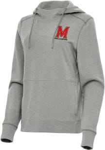 Womens Maryland Terrapins Grey Antigua Justice Hooded Sweatshirt