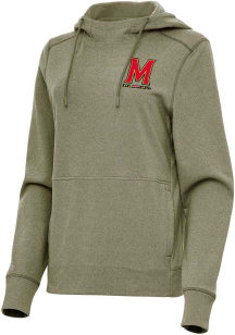 Womens Maryland Terrapins Olive Antigua Justice Hooded Sweatshirt