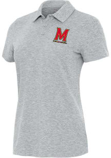 Womens Maryland Terrapins Grey Antigua Matter Short Sleeve Polo Shirt