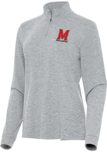 Womens Maryland Terrapins Grey Antigua Mentor Qtr Zip Pullover