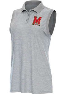 Womens Maryland Terrapins Grey Antigua Recap Polo Shirt